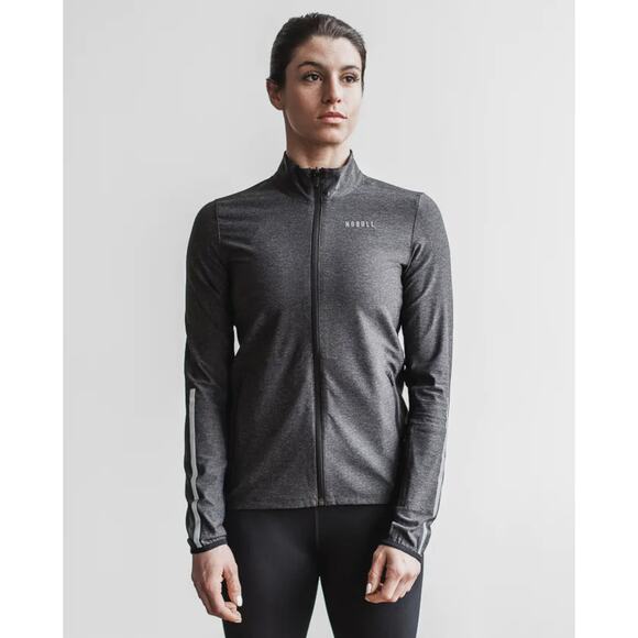 NoBull Project 4-Way Stretch Woven Jacket Thumbholes Zip-Up Long Sleeve Graphite - Picture 1 of 13